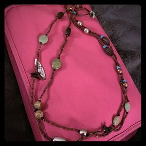 Beaded necklace and earring set